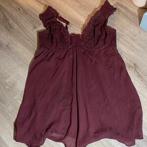 ❤️Cacique Plum Lace Babydoll Top